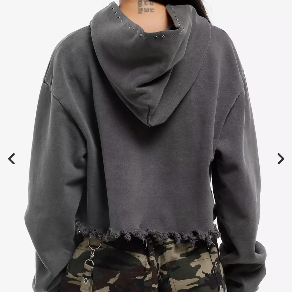 Affliction Angel Destructed Girls Crop Hoodie - Picture 4 of 5